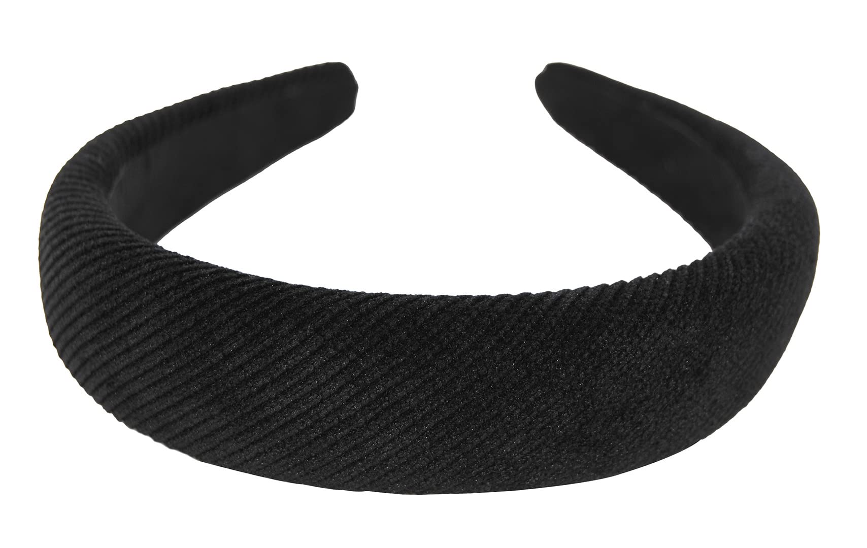 axy HRK5A Wide Headband with Fabric Padded Corduroy - Beautiful Headband Hair Accessories (Black)