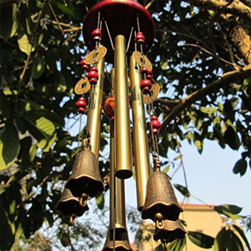 Chinese Traditional Wind Chimes Outdoor Wind Chimes Garden Wind Bells Bronze Chime 4 Tubes 5 Bronze Bells for Yard Garden Outdoor Indoor Bedroom Ornaments