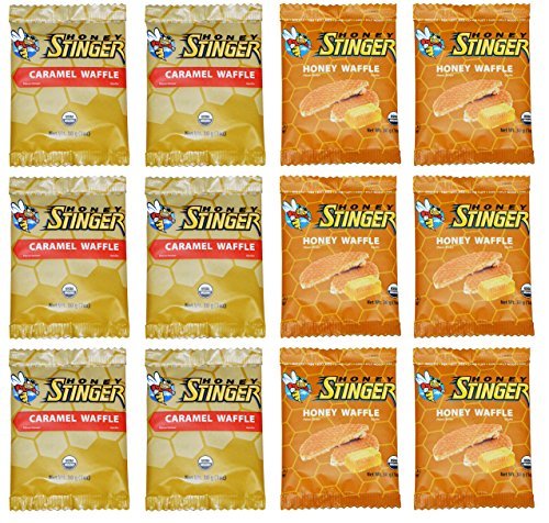 Honey Stinger Waffle Bundle, 6 Organic Waffle Honey and 6 Organic Waffle Caramel