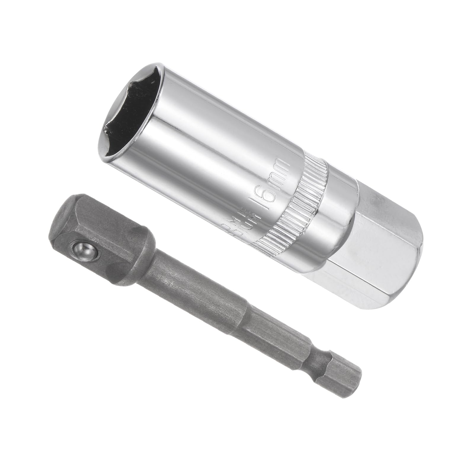 CoCud Spark Plug Socket Set, Metric 16mm 3/8" Drive 2.5" Length, CR-V Mirror Finish Socket with Socket Extension - (Applications: for Fastener Application)