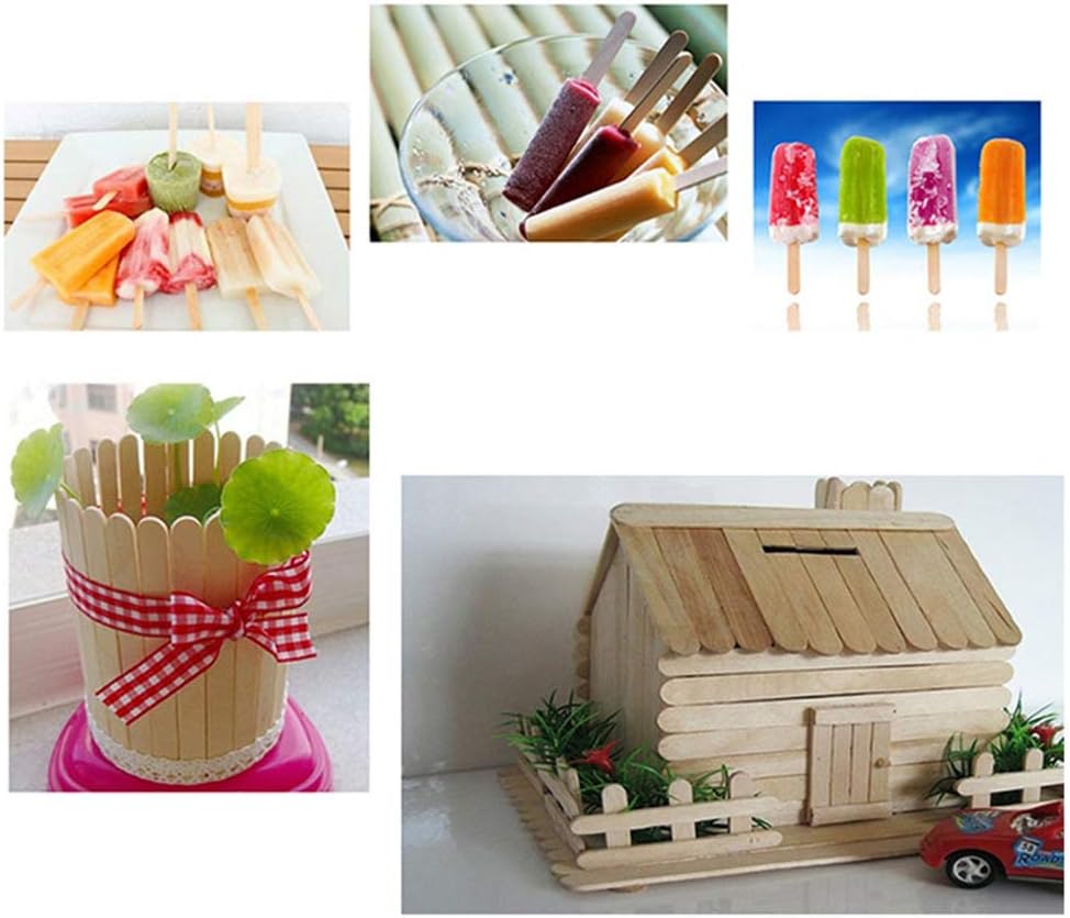 200 PCS Craft Sticks Popsicle Ice Pop Ice Cream Sticks Natural Wooden 4-1/2" Length Treat Sticks Great for DIY Craft Creative Designs: Arts, Crafts & Sewing