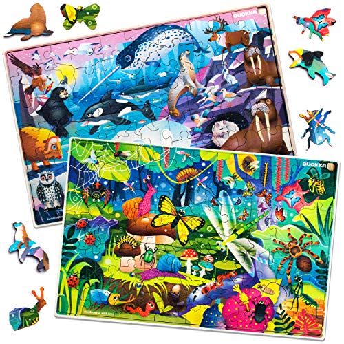 Wooden Jigsaw Puzzles for Kids Ages 35 by QUOKKA 2 Arctic Bugs