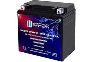 Mighty Max Battery YTX14-BS - 12 Volt 12 AH, 200 CCA, Rechargeable Maintenance Free SLA AGM Motorcycle Battery