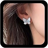 Erimberate Bohemian Crystal Butterfly Stud Earrings Blue Cz Butterfly Earrings Small Butterfly Stud Earrings Blue Rhinestone Butterfly Earrings Jewelry for Women