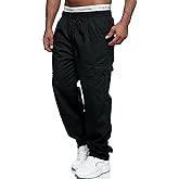 THWEI Mens Cargo Pants Casual Drawstring Athletic Jogger Sports Outdoor Trousers