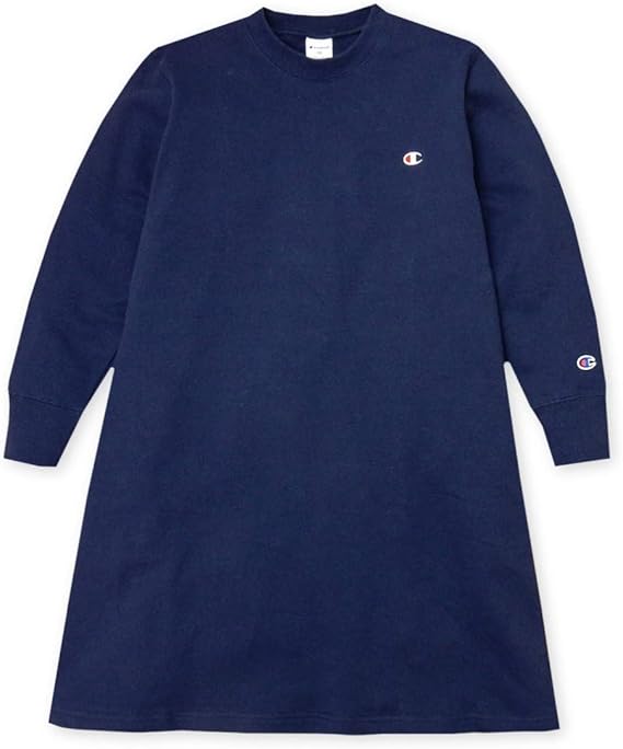 Amazon 女児 ジュニア Champion チャンピオン 裏毛 長袖 ワンピース 無地 ロゴ刺繍 子供服 女の子 140cm 150cm 160cm A 15b Nv メール便対応 ワンピース チュニック 通販