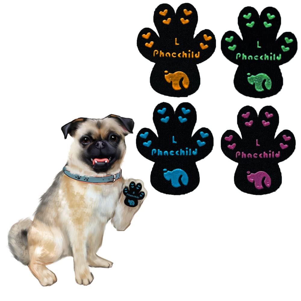 Phaechild Dog Paw Pads Anti-Slip Grips,20 sets 80 Pads Dog Paw Protectors for Senior Dogs on Hot Pavement,Provides Traction to Keep Them from Slipping on Smooth Floors Multicolor L