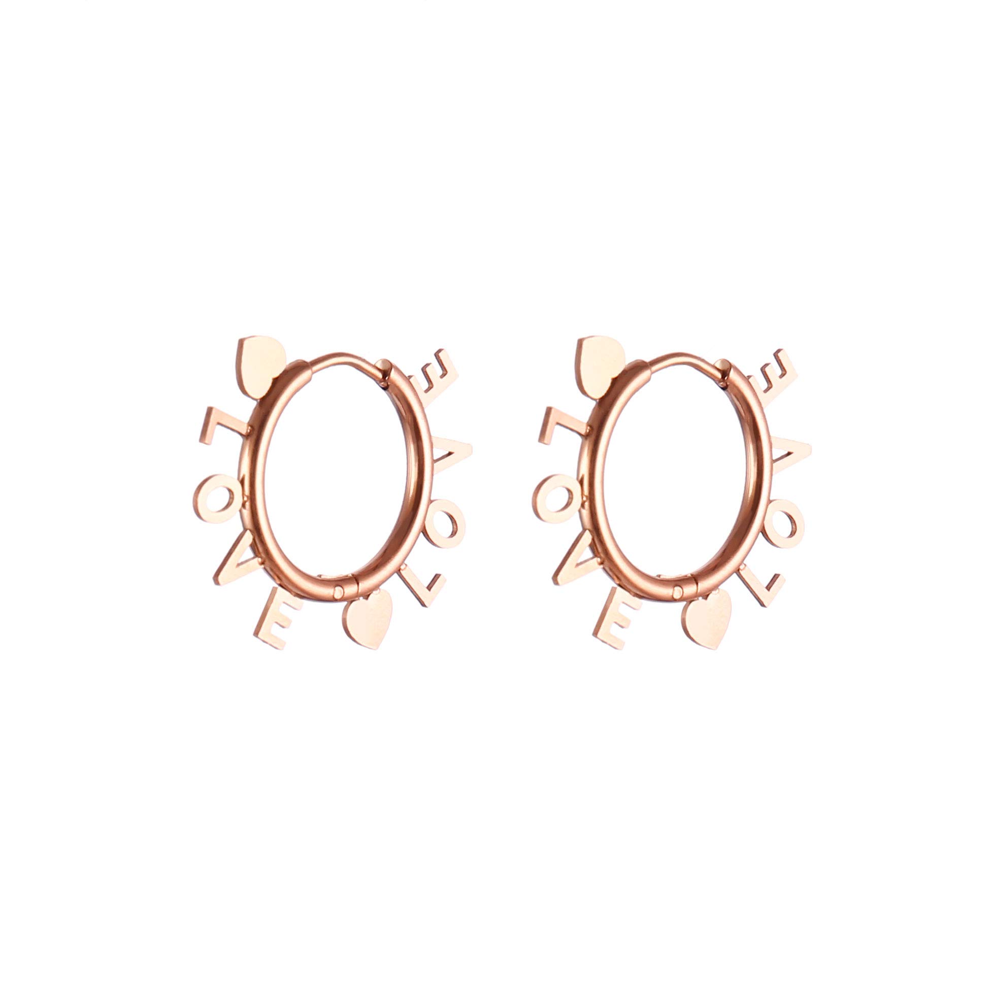 PengJin-2020 letter heart-shape hoop earrings for Women, stainless steel Hypoallergenic Lightweight hoops for Girls Valentine's Day Gift (2.3cm)