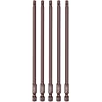 HARFINGTON 5pcs T25 Torx Bit 1/4" Hex Shank 6" Length Magnetic Security Star Screwdriver Power Tool, Red