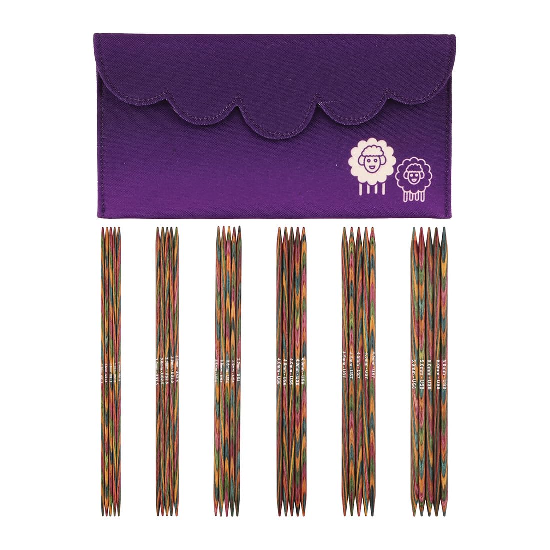KnitPro Symfonie Double Pointed Needle Set 8" (20cm) | 6 Sizes (2.5mm to 5mm)