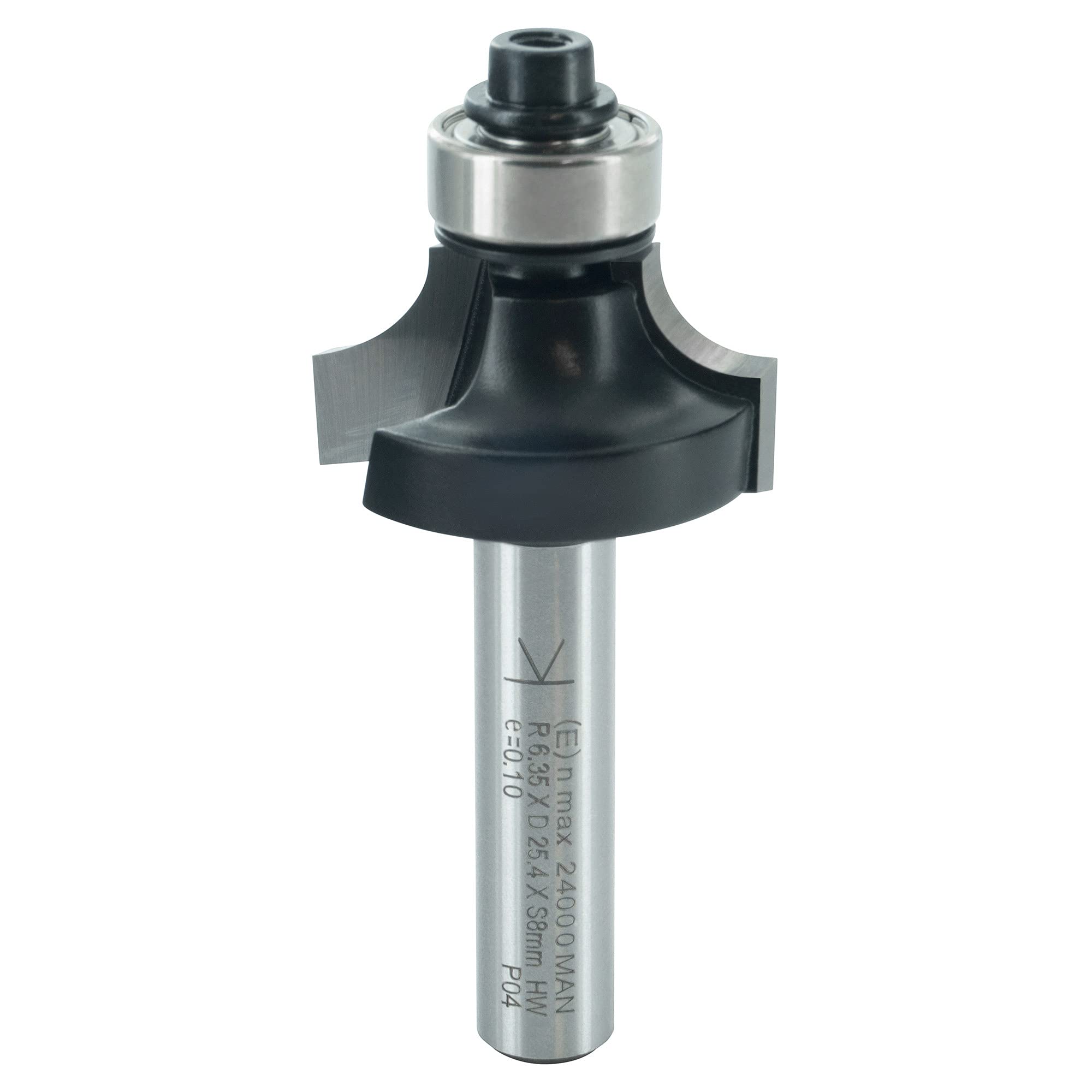 ENT 14290 Rounding Over Cutter TC Shank (S) 8 mm, Diameter (D) 25,4 mm, NL 12,7 mm, R 6,35 mm, SL 32 mm, with Ball Bearing