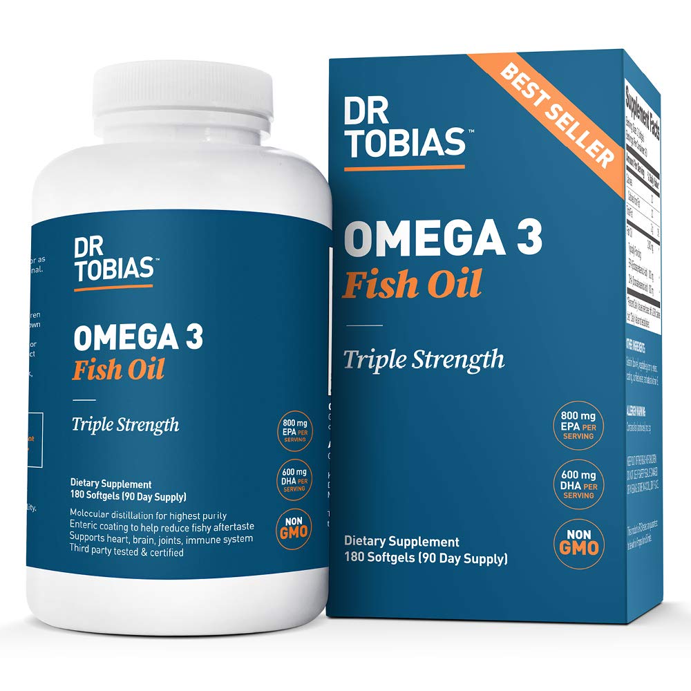 Dr. Tobias Omega 3 Fish Oil, 800 mg EPA 600 mg DHA Omega 3 Supplement