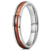 THREE KEYS JEWELRY 4mm Titanium Wedding Band for Men Women Sapele Wood Inlay Engagement Ring