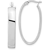 14k White Gold Oval Hoop Earrings for Women with Polished Finish, Lightweight Design, Secure Latch Back Closure, Classic Everyday Wear, Minimalist Gold Hoops, Modern Style, Timeless Elegant Look
