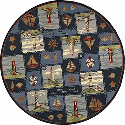 Safavieh Chelsea Collection HK267A Hand-Hooked Blue Premium Wool Round Area Rug (8' Diameter)