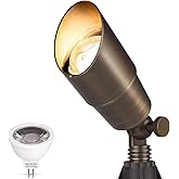 Gardencoin Solid Brass Outdoor Landscape Spotlight, 12V Low Voltage LED Spot Light Waterproof for Garden and Yard Uplighting, Bronze Heavy Duty Accent Lighting Fixture with 2700K Bulb, Single