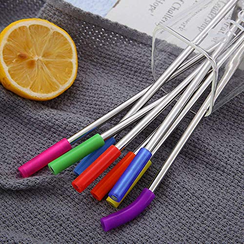 Umiwe Reusable Spoon Straws Stirrer,4 PCS Stainless Steel 2 in 1 Drinking Straws Stirrers with 1 Cleaning Brush for 30oz 20oz Tumblers Cups Mugs Yeti Rambler Rtic Ozark Trail