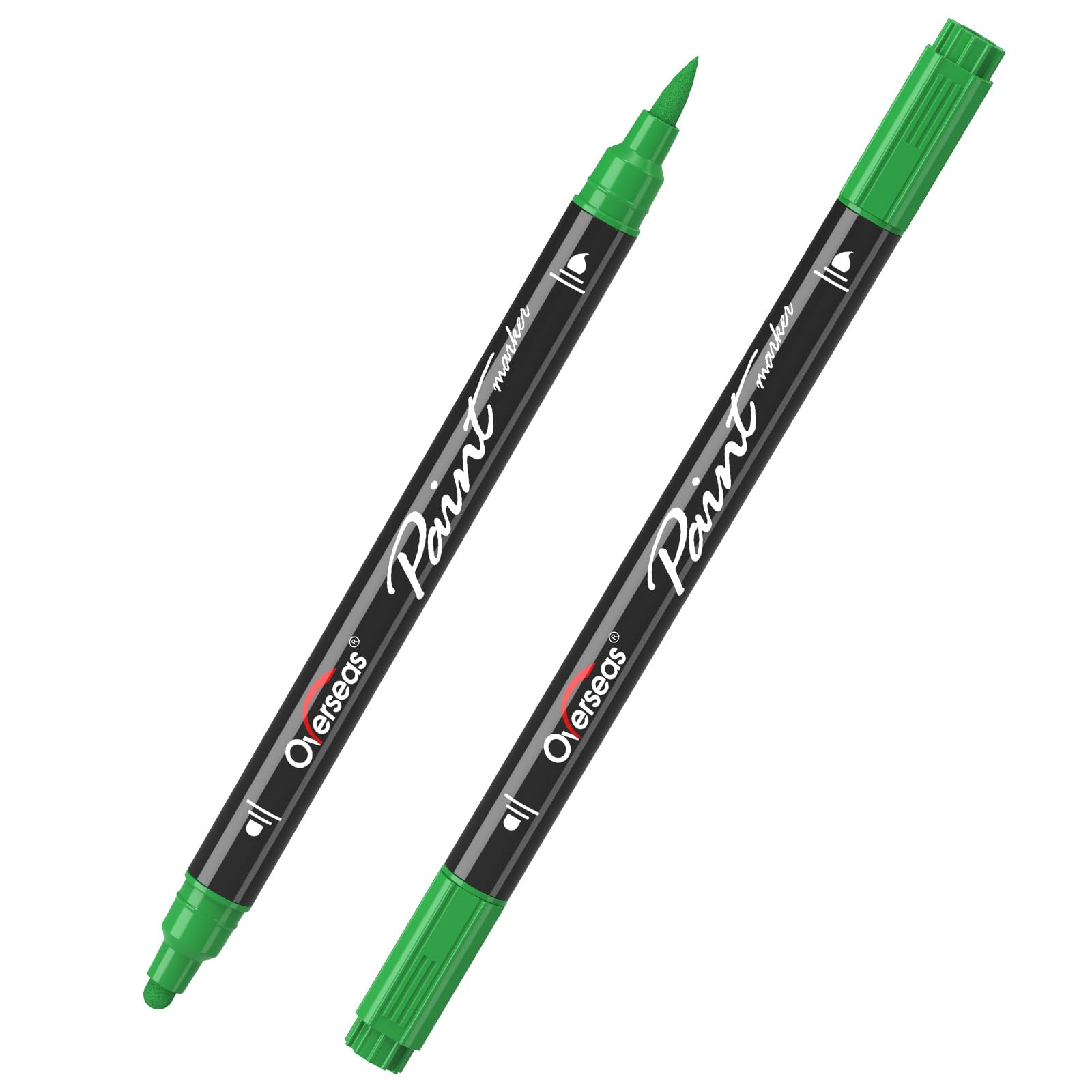 Photo 1 of Overseas Green Acrylic Paint Markers, 2 Pack Dual Tip Paint Pens Acrylic Markers with Dot and Brush Tip, Coloring Marker for Wood, Rock, Canvas, Glass, Metal, Ceramic, Plastic, Fabric, School Supplies