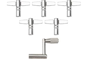 6Pcs Yootones Drum Keys & Continuous Motion speed key Compatible with Drum Tuning Key Percussion Hardware Tool(Silver)