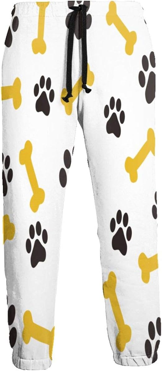 Dog Paw Prints Bone Men Sport Pants, Novelty Soft and Comfortable Sweatpants with