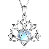 Peireara Sobriety Necklace Sterling Silver AA Necklace NA Necklace Recovery Symbol Necklace Lotus Sobriety Gift for Women