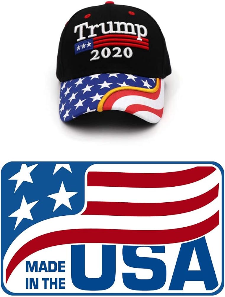 Mersinni Trump Black Cap US Flag Keep America Great hat President Trump 2020 MAGA Cap Made in U.S.A: Clothing