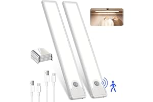 SUNLINKCO 8 Inch Under Cabinet Lights, Upgraded 41 LED Rechargeable Magnetic Motion Sensor Light Indoor, Brightness Dimmable 6500K Stepless Dimming Closet Light, for Under Counter, Kitchen, Closet, 2 Packs