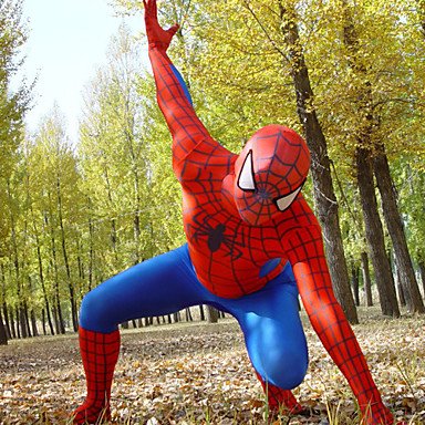 QINF Red and Blue Lycra Full Body Spiderman Zentai