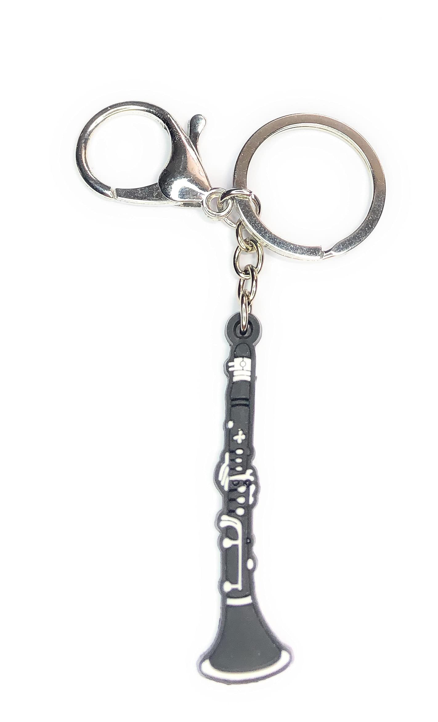 FizzyButton Gifts Clarinet Oboe Keyring with Silver Tone Key Ring and Lobster Clasp