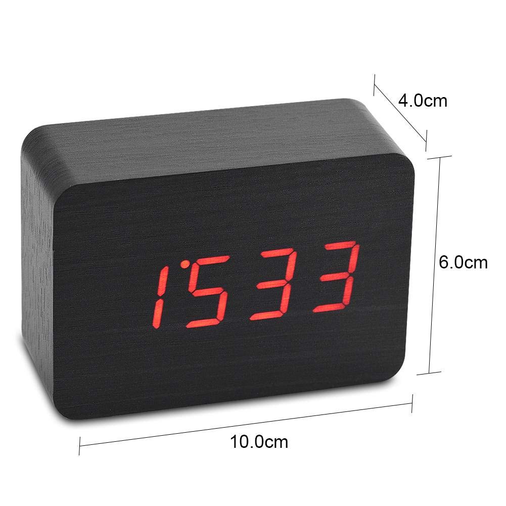 Wooden Clock for Bedrooms Modern Wooden Cube Clock 3 Levels Brightness Temperature Display with