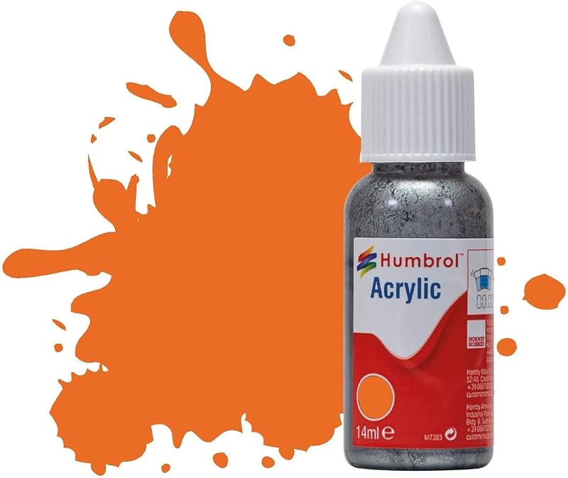 Humbrol Acrylic Paint No 18 Orange Gloss 14ml Model Paint