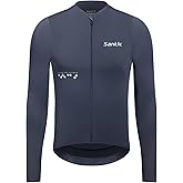 Santic Men's Cycling Jersey Long Sleeve Pro Bicycle Bike Shirt Full Zipper UPF 50+ MTB Jersey with Pockets