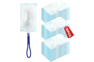 HOGURIN 30Pcs Duster Refill, 180° Heavy Duty Multi-Surface Duster Replacement with 1 Standard Handle for Home Office Furniture(Color:Blue)