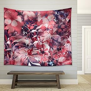Seamless Abstract Flowers,Oil Panting Style - Fabric Wall Tapestry Home Decor - 51x60 inches
