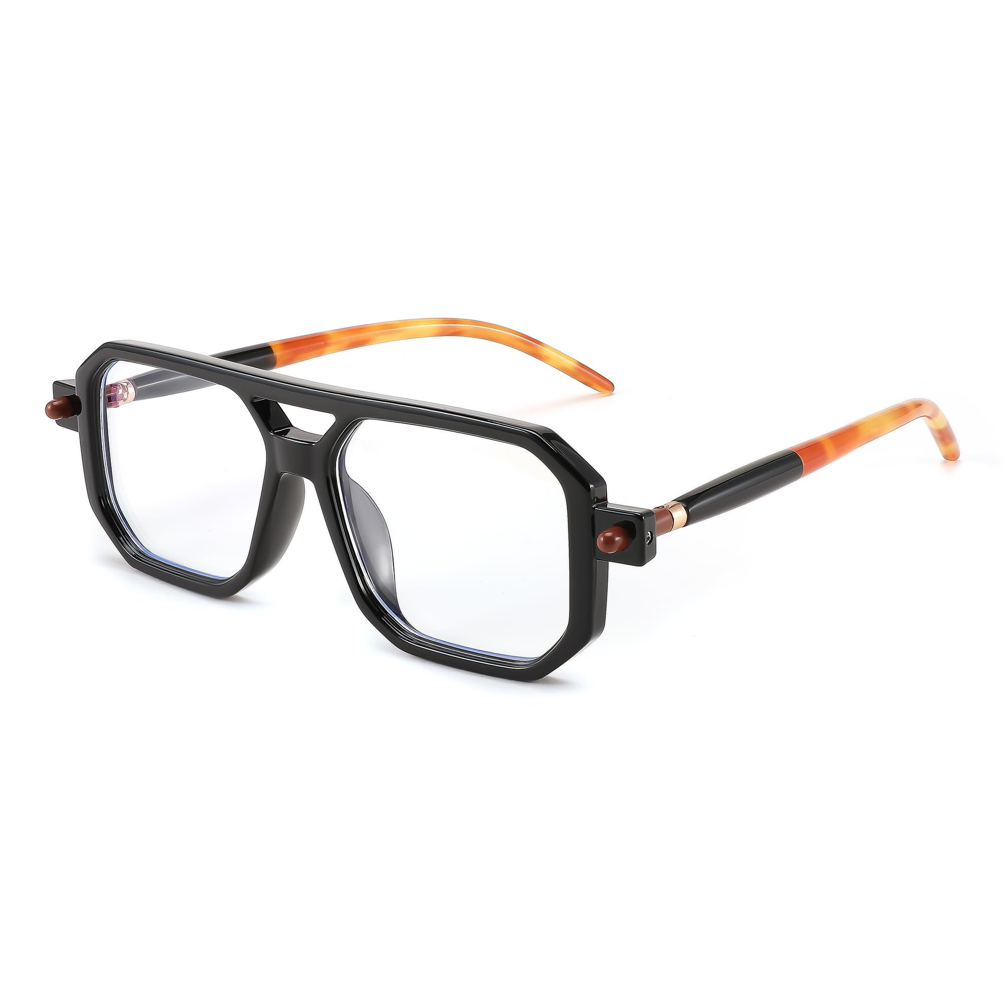 Photo 1 of FEISEDY Reading Glasses Vintage Square Blue Light Blocking Glasses Women Men 70s Flat Aviator Glasses B0090 Black 2.5x