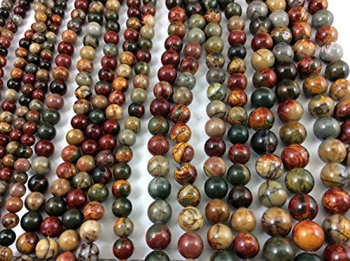 Natural Red Creek(Picasso) Jasper 8mm Round Bead, Full Strand G01037