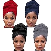 Harewom Head Wraps for Black Women Stretch Head Scarf Long African Hair Wraps Turban Headwraps Jersey Headbands