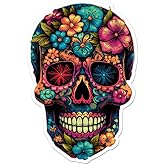 Sugar Skull Flowers Vinyl Decal Sticker- 8.5