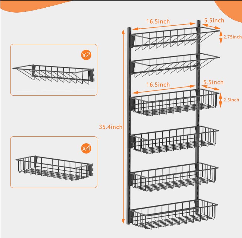 Xcosrack 6Tier Wall Mounted Spice Rack Organizer Hanging Seasoning