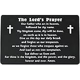 Lord's Prayer Wallet Card - Engraved Metal Bible Verse Card - Religious Gifts for Christian Men Women