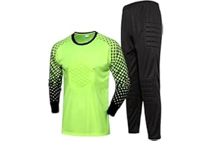 KKmeter Kids Boys Goalkeeper Padded Jersey and Pants Outfit Soccer Goalie Football T-Shirt Training Uniform