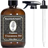Premium Cinnamon Oil 4 Fl Oz with Huge Dropper and Sprayer - 100% Pure, Natural &amp; Therapeutic - Cleaning, DIY Soap, Diffuser, Aromatherapy, Garden and Kitchen - Indoor and Outdoor