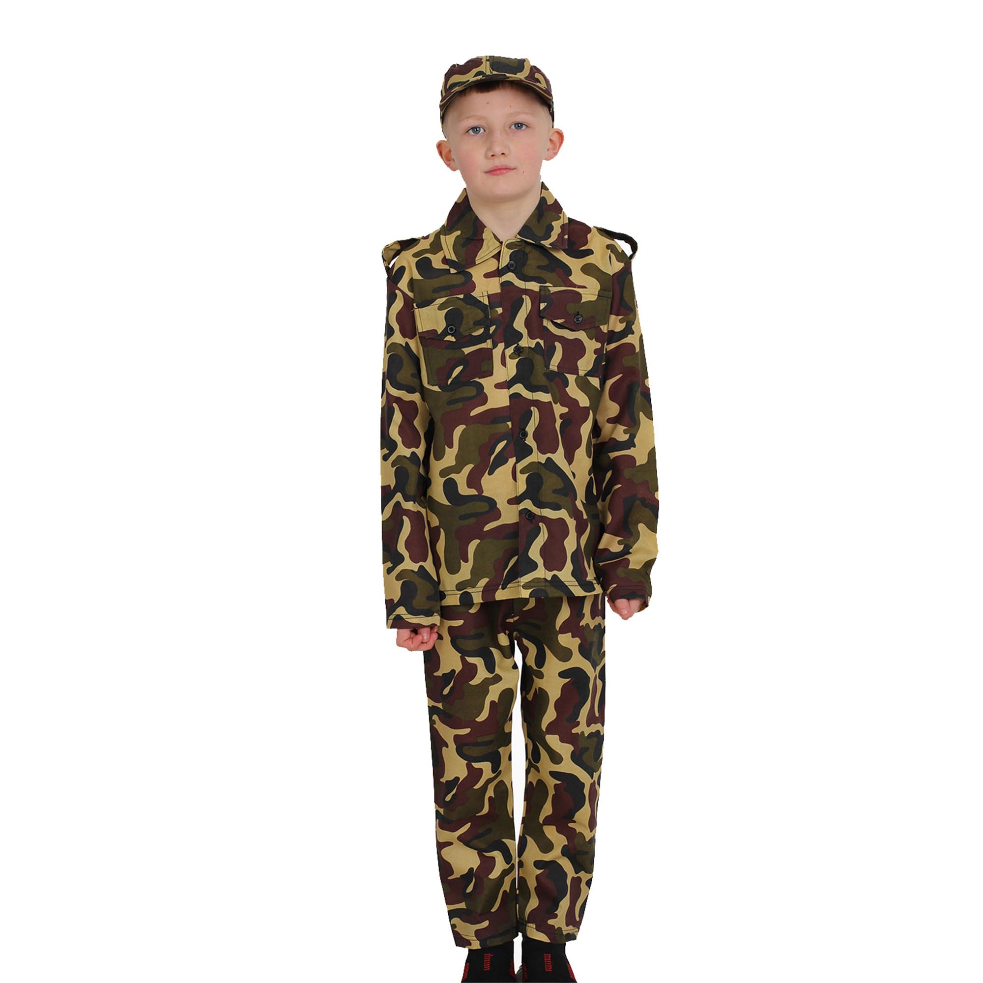 WickedFun® Boys Child's Army Military Camouflage Soldier Uniform Fancy Dress Costume Outfit Age 4-13 Years (7-9 Years)