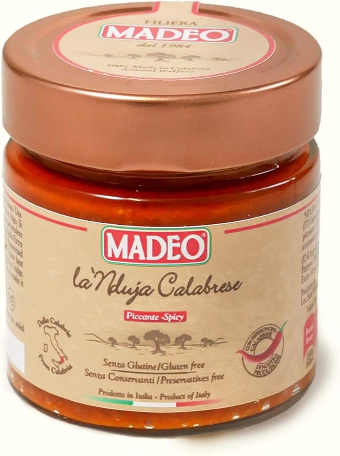 MADEO 'Nduja Calabrese Piccante Salame Morbido Spalmabile di Suino