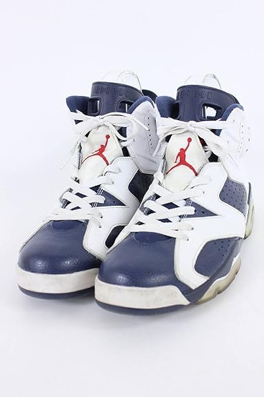 Amazon ナイキ Nike Air Jordan 6 Retro レザーハイカットスニーカー 28 5cm ホワイト ネイビー 中古 Nike ナイキ シューズ バッグ