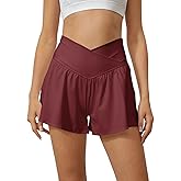 Tongmingyun Women Crossover Shorts Flowy Athletic Butterfly 2 in 1 Shorts with Pocket High Waist Running Workout Skorts