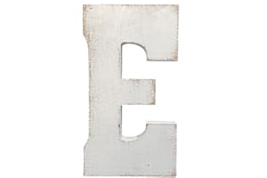 ABELOTS Large Wood Letter Distressed White Wash Alphabet Wall Décor Monogram Letter Alphabet Letters Free Standing Letters Wall Letters (E)