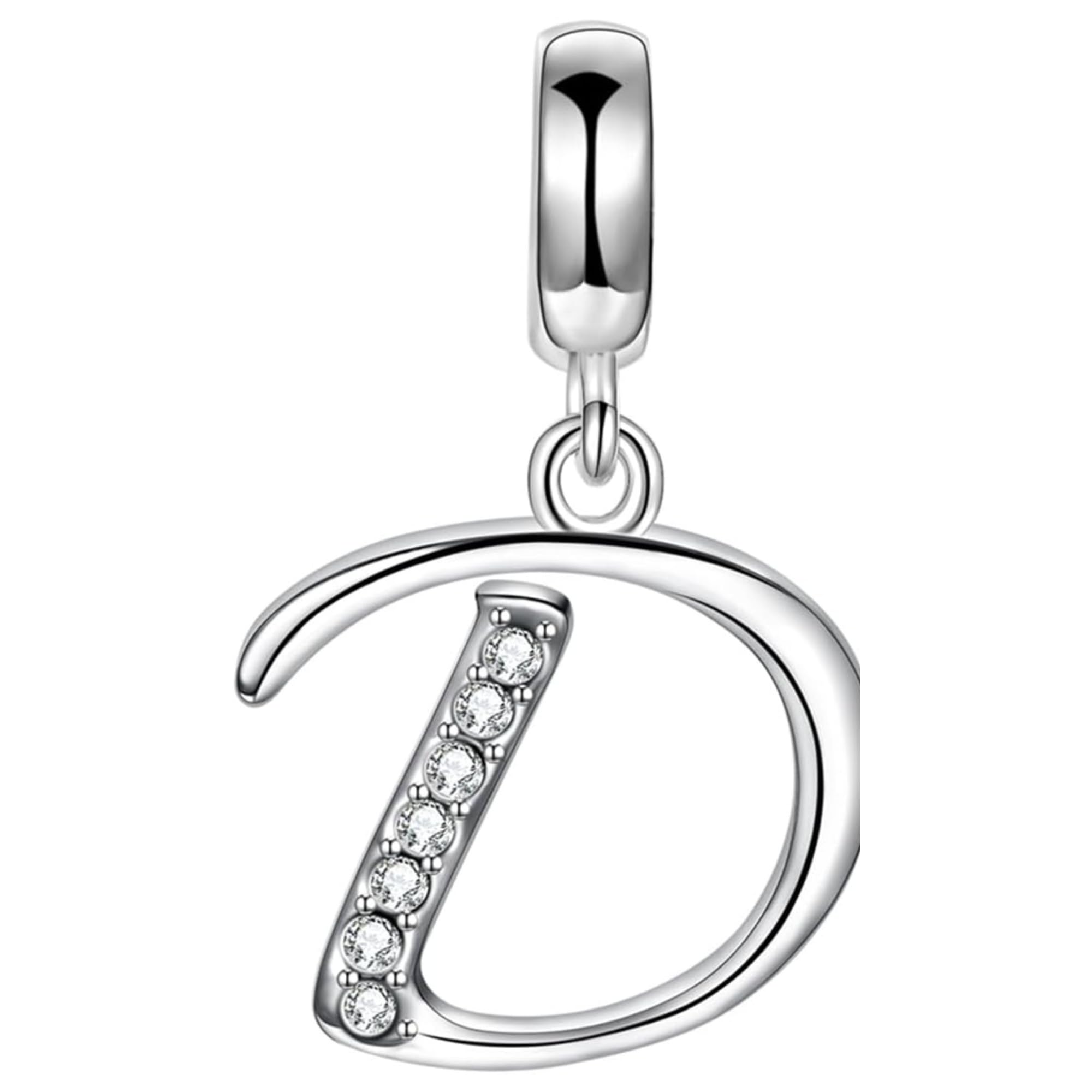 Jewellbox Sterling Silver 925 Letter D Initial Dangle Pendant Charm for Bracelets and Necklaces
