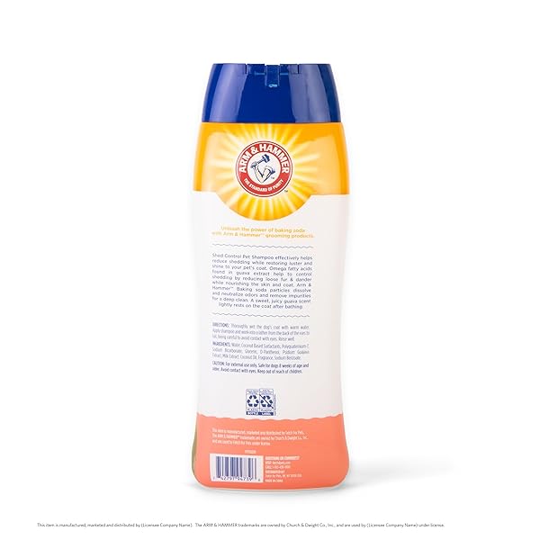 ARM & HAMMER FOR PETS SHED CONTROL SHAMPOO, 20OZ JUICY GUAVA SCENT | PROFESSIONAL QUALITY DOG SHED-LESS SHAMPOO, DE-SHEDDING DOG SHAMPOO, FREE OF SODIUM LAURYL SULFATE & PARABENS