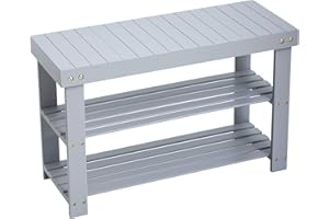 GHWIE Bamboo 3 Tier Shoe Rack Bench, Premium Shoe Storage Organizer or Entryway Bench, Perfect for Shoe Cubby, Entryway Bench, Bathroom Bench, Entryway Organizer, Hallway or Living Room